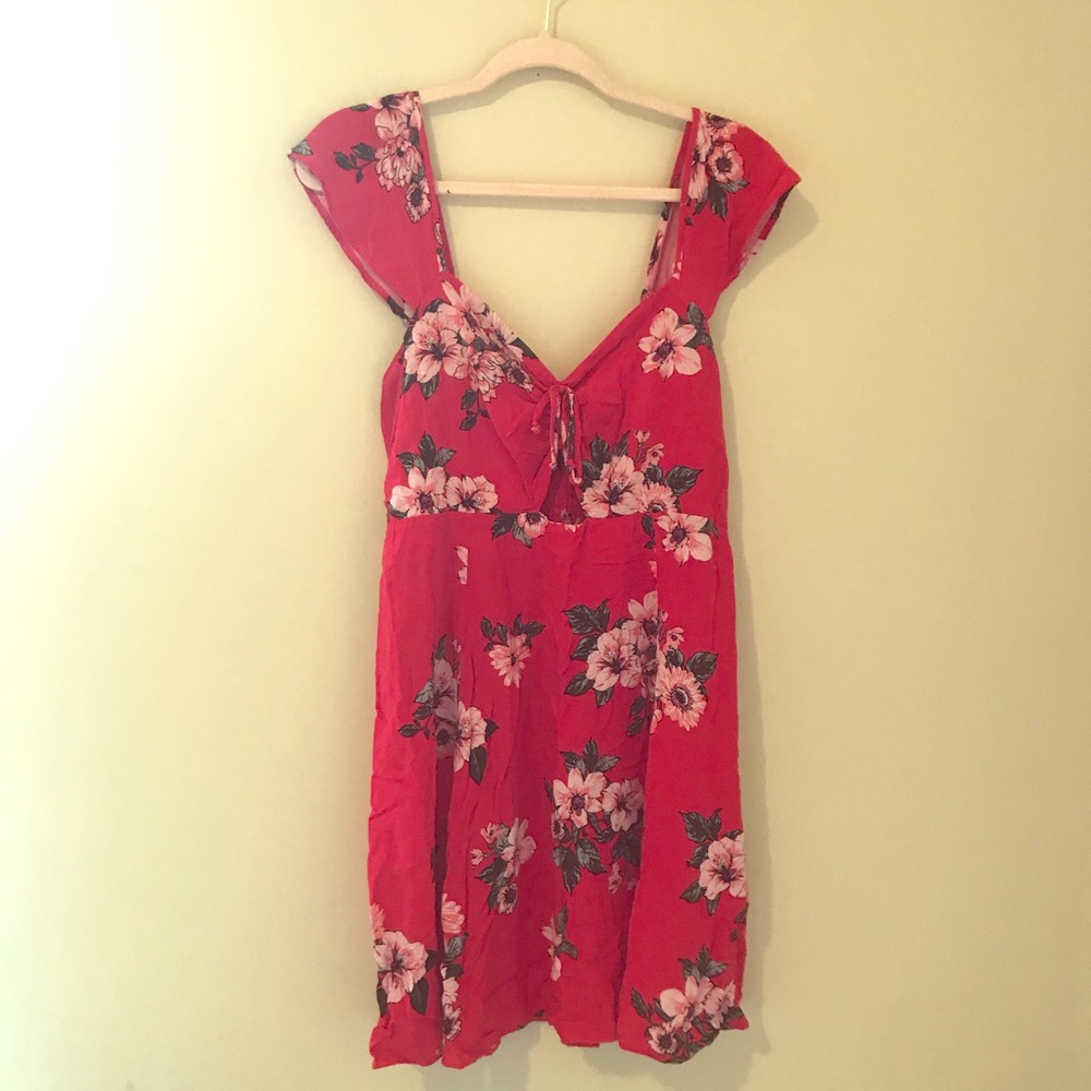 Midi Red Floral Dress